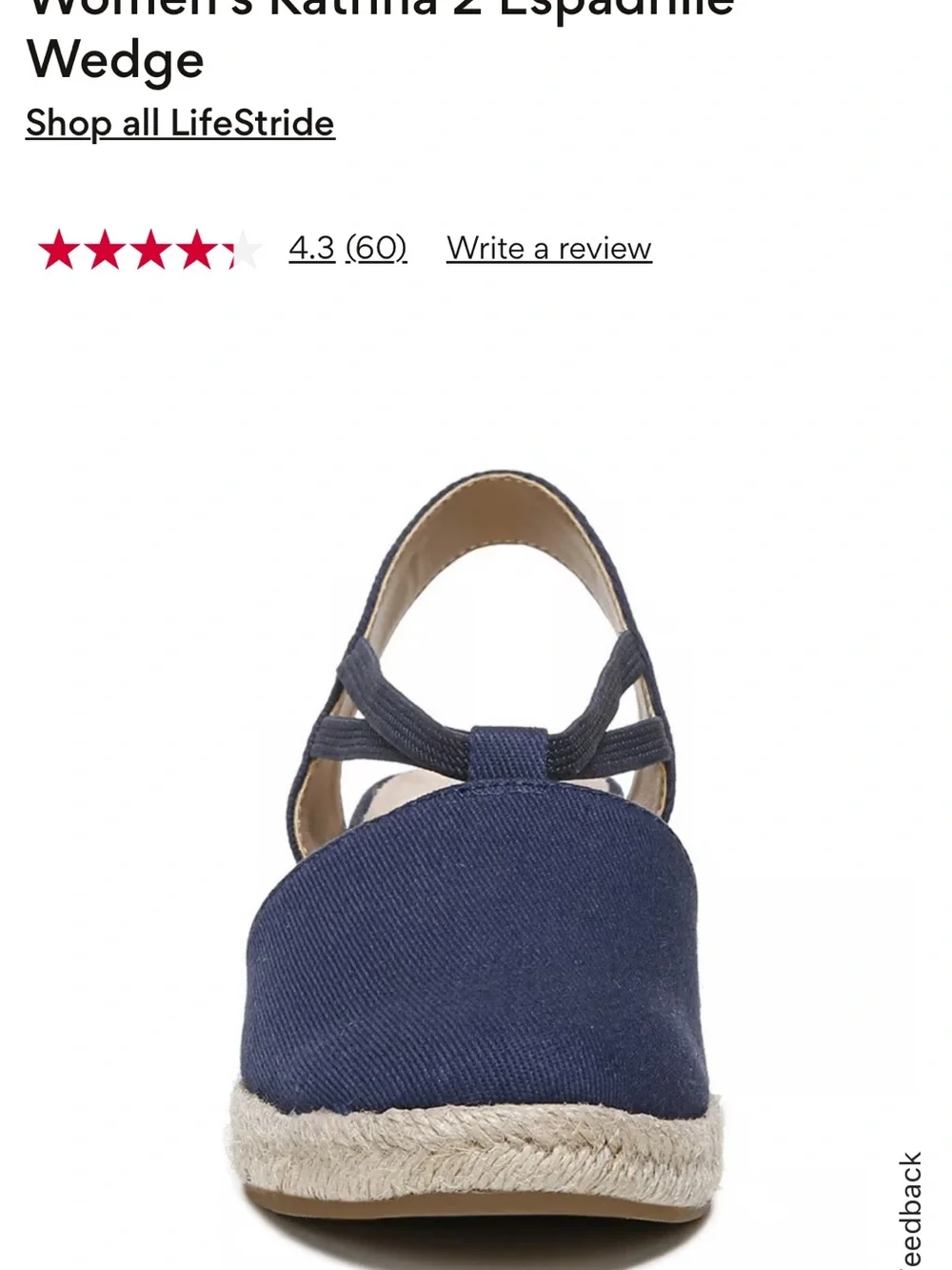 Life Stride Navy Espadrille Slingback Sandals